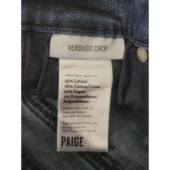 Paige Verdugo Crop Dark Wash Skinny Jeans Womens Size 25 Stretch Denim - Picture 7 of 7